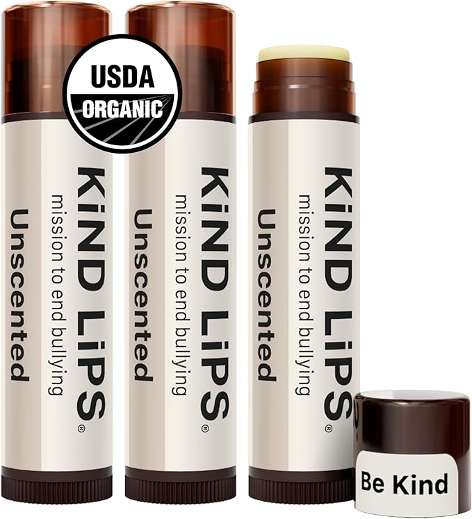 Kind Lips ORGANIC LIP BALM SET | CERTIFIED ORGANIC COCONUT OIL, JOJOBA, BEESWAX | GLUTEN FREE, CRUELTY FREE | 100% SOOTHING NATURAL INGREDIENTS (UNSCENTED, 3 PACK) - Image 5